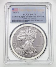 2019-S $1 Silver Eagle Enhanced Reverse Proof FDOI PCGS PR70 w/ CoA #09312 - £2,335.46 GBP