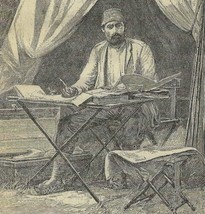 Emin Bey In Camp Africa 1889 Victorian Print Henry Stanley 1st Edition DWV1D - £23.50 GBP