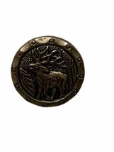 Metal Pewter Toned Sewing Button With Elk? Deer? Moose? Image - $9.89