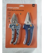 New Sealed Fiskars 2pc Pruning Set - 1 Pruner 1 Floral Snip 1/2" Cut Capacity - $23.65