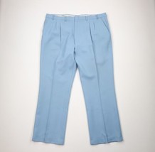 Vtg 70s Streetwear Mens 44x32 Pleated Knit Wide Leg Bell Bottoms Pants Blue USA - £62.26 GBP