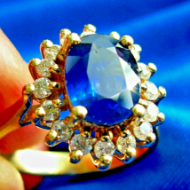 Earth mined Sapphire Diamond Ring Vintage Diana Deco Cocktail Statement ... - $6,455.25