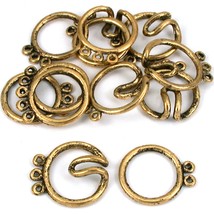 Round Hook &amp; Eye Thriple Strand Clasp Antique Gold Plated 21mm 6Pcs Approx. - £5.41 GBP