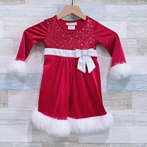 Bonnie Jean Scarlett Santa Dress Red Sequin Faux Fur Christmas Toddler G... - $29.69