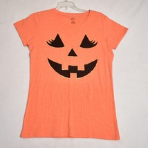 Way to Celebrate Women&#39;s T Shirt Size M Orange Halloween Pumpkin Crew Neck - £9.04 GBP