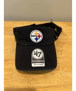 NWT 47 BRAND PITTSBURGH STEELERS CLEAN UP ADJUSTABLE VISOR HAT BLACK Golf - $17.81