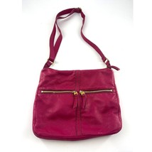 Vintage Fossil Pink Magenta Leather Purse Zipper Handbag Crossbody Pockets - $36.15