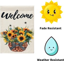 Garden Flag Summer Basket  &quot;Welcome&quot; 12.5&quot; x 18&quot; Double Sided NEW - £11.18 GBP