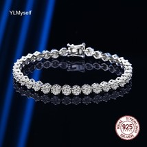 Real 925 Silver Bracelet 15-18CM Pave Full 1.5 mm Sparkly Zircon Beautiful Brida - £73.35 GBP