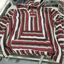 Vintage Stripe Hoodie Sweater For Men Winter Warm  Long Sleeve V-neck Pullover J - £99.85 GBP