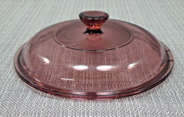 Pyrex Vintage Round Vision 7.25&quot; Diameter Glass Lid in Cranberry # v1.5c - £15.94 GBP