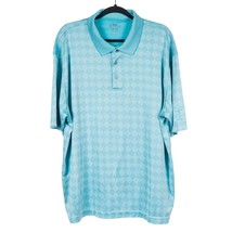 PGA Tour Polo Shirt XXL Mens Blue Aqua Diamonds Short Sleeve Golf Jordan - £18.50 GBP
