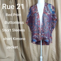 Rue21 Red Print Buttonless Shirt Kimono Size S - £10.94 GBP