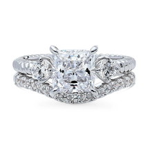 0.20 Ct Princess Cut Diamond Engagement Bridal Ring Set 14k White Gold Finish  - £95.17 GBP