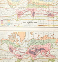 1920 World Map Winds Temperatures January July Summer Winter Vintage DWQ5 - $551.50 MXN