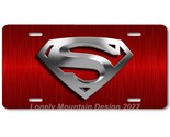 Superman Inspired Art Gray on Red FLAT Aluminum Novelty Auto License Tag... - $17.99