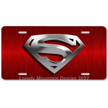 Superman Inspired Art Gray on Red FLAT Aluminum Novelty Auto License Tag Plate - £14.38 GBP