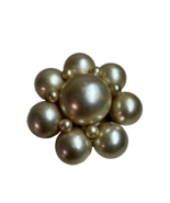 Vintage Faux Pearl Cluster Flower Brooch Silver Tone Costume Jewelry Pin - $368.12 MXN