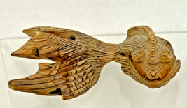 Vintage Japan Hand Carved Wood Koi Gold Fish Sculpture Figurine 4 1/8" Long - $18.32
