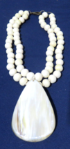 Shed Blonde Horn Pendant with Bone Bead Necklace $395 Retail (B3) - £72.81 GBP