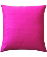 Sankara Fuchsia Pink Silk Throw Pillow 20x20, with Polyfill Insert - £39.29 GBP