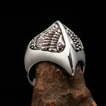 Excellent Men&#39;s ancient Phoenix Bird Biker Ring - antiqued Sterling Silver - £59.14 GBP