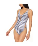 Jessica Simpson Womens S Purple Printed Cross Back One Piece Swimsuit NW... - $65.87 CAD