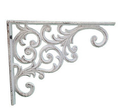 Wall Shelf Bracket Ornate Vine White Cast Iron Brace 9.375&quot; Deep Crafting - £12.93 GBP