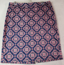 J.CREW Pencil Skirt Womens Size 8 Multicolor Geo Print Cotton Vented Back Zipper - £10.61 GBP
