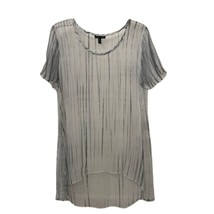 Eileen Fisher Shibori Graphite Sheer striped Silk Chiffon Tunic Top Wome... - $41.00