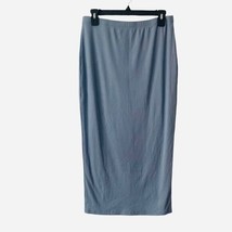 Superdown Lena Ribbed Midi Skirt Light Blue Womens Size Large Elastic Waist - £18.88 GBP