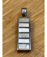 Sterling Silver White Stone Pendant Charm Estate Fine Jewelry KG - £5.95 GBP