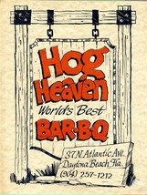 Hog Heaven World&#39;s Best Bar B Q Menu Daytona Beach Florida - £17.36 GBP