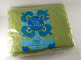 Vintage 1970s Salem Poly Acrylic Satin-Edge Green Blanket Twin/Full 72 X 90 New! - £39.92 GBP