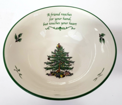 Spode Christmas Tree Porcelain Bowl Revere Dish green trim Sentiment Fri... - $19.00