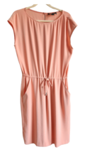 St. John | Peach Drawstring Waist Cap Sleeves Dress With Pockets Women&#39;s L - £74.64 GBP