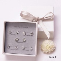 Ruifan one week 5 pairs set small stud earrings set with box women s 925 sterling thumb200
