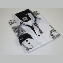 Men Sports Shirt by DE-NIKO Long Sleeves Fashion Print Soft Modal 2F008 White image 3