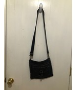 Fossil Black Leather Crossbody Shoulder Bag Purse With Key &amp; Adjustable ... - $19.79