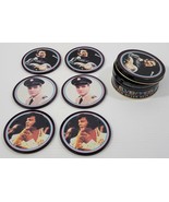 *R) Vintage 1992 Elvis Set Of 6 Tin Coasters - The Sun Never Sets On A L... - $14.84