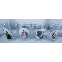 Set Of 4 Saturday Evening Post Norman Rockwell Collectible 4&quot; Glasses - £10.82 GBP