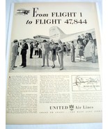 1940 United Airlines Ad From Flight 1 to Flight 47,844 - $9.99