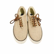 Polo Ralph Lauren Mens Sneaker 10D Beige Forestmnt II Flax Linen Shoes Casual - $37.99