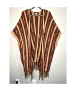 POL Anthropologie Plush Chenille Bohemian Stripe Raw Seam Fringe Open Ca... - $50.00