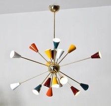 Spectacular Large Mid Century Multicoloured Sputnik Chandelier Stilnovo Light - £320.99 GBP