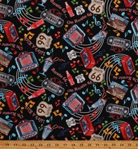 Cotton Route 66 Travel Transportation Music Fabric Print by the Yard D685.52 - $12.95