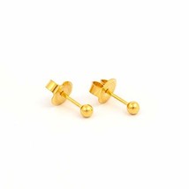 SHORT POST Baby Studs Gold 3 mm Round Ball Ear Piercing Earrings System 75 Hypoa - £7.16 GBP