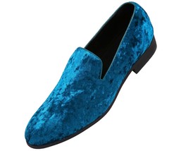 Handmade Blue Rounded Toe Party Wear Stylish Men Moccasin Loafer Slip Ons Shoes - £119.87 GBP+