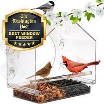 Elegant Crystal Window Bird Feeder with Sliding Tray for Easy Refills - ... - $72.22