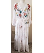 Johnny Was Floral Embroidered Dress with Slip Sz-L White - £228.02 GBP